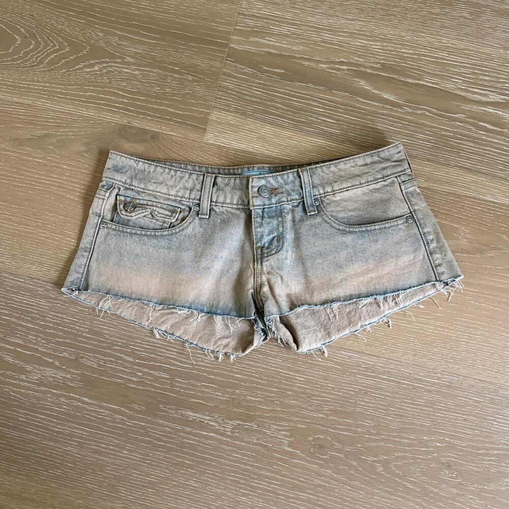 REVICE Denim Low Rider Micro Shorts Size 26 Tan Blue